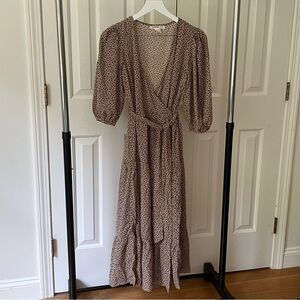 Glamorous Petite Brown Floral Wrap Dress Size 4P